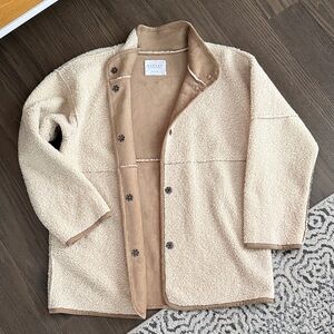 Velvet by Mark and Spencer Cream and Tan Fleece Albany Jacket